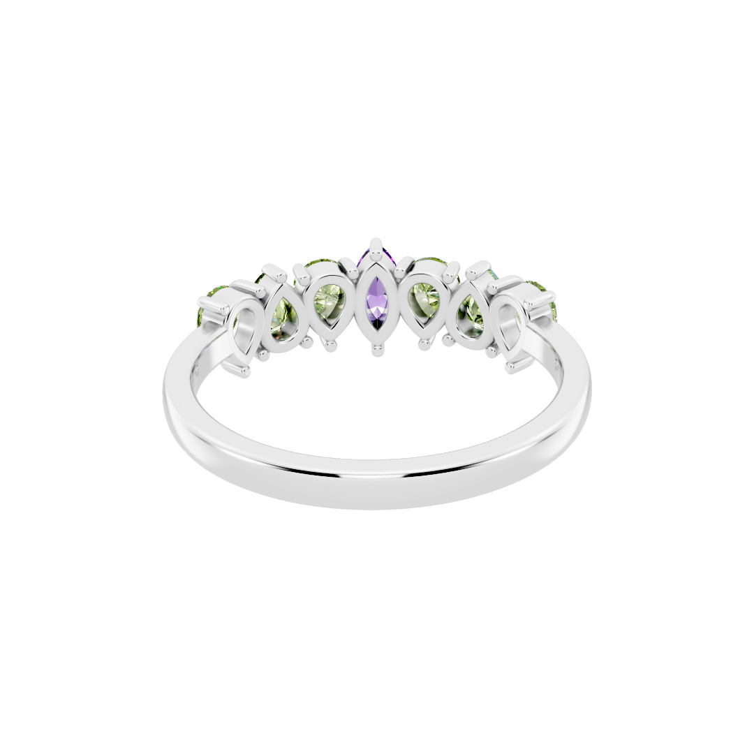 Amythest With Peridot Gemstone 925 Sterling Silver Ring