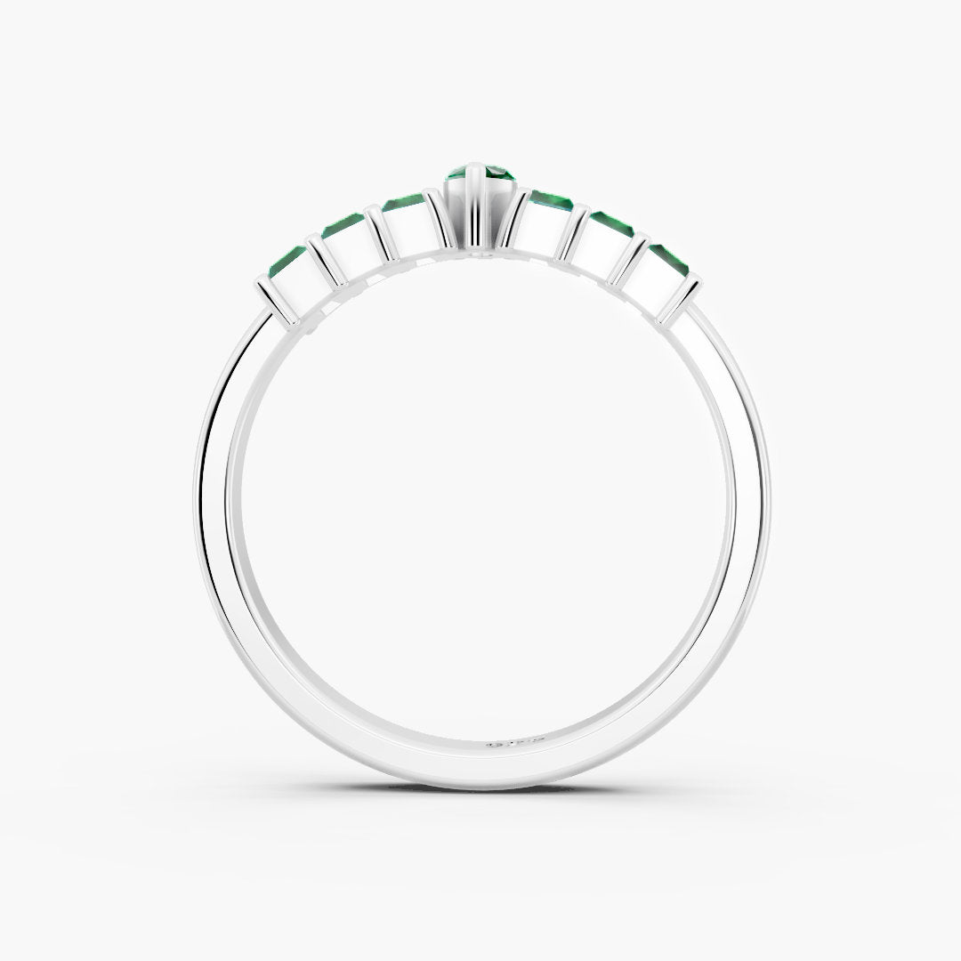 Marquise & Baguette Emerald Natural Gemstone 925 Sterling Silver Ring