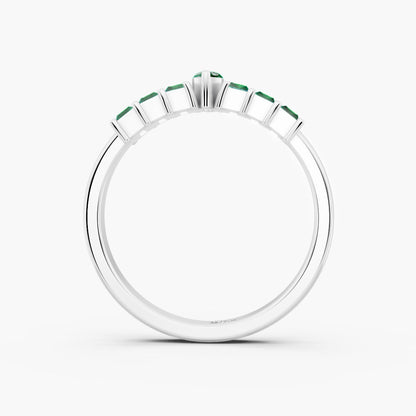 Marquise & Baguette Emerald Natural Gemstone 925 Sterling Silver Ring