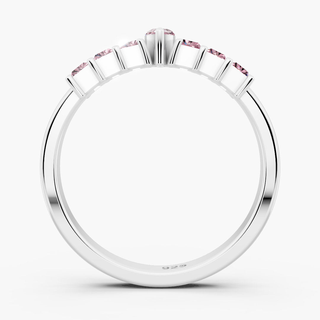 Rose Quartz Marquise & Baguette 925 Sterling Silver Ring