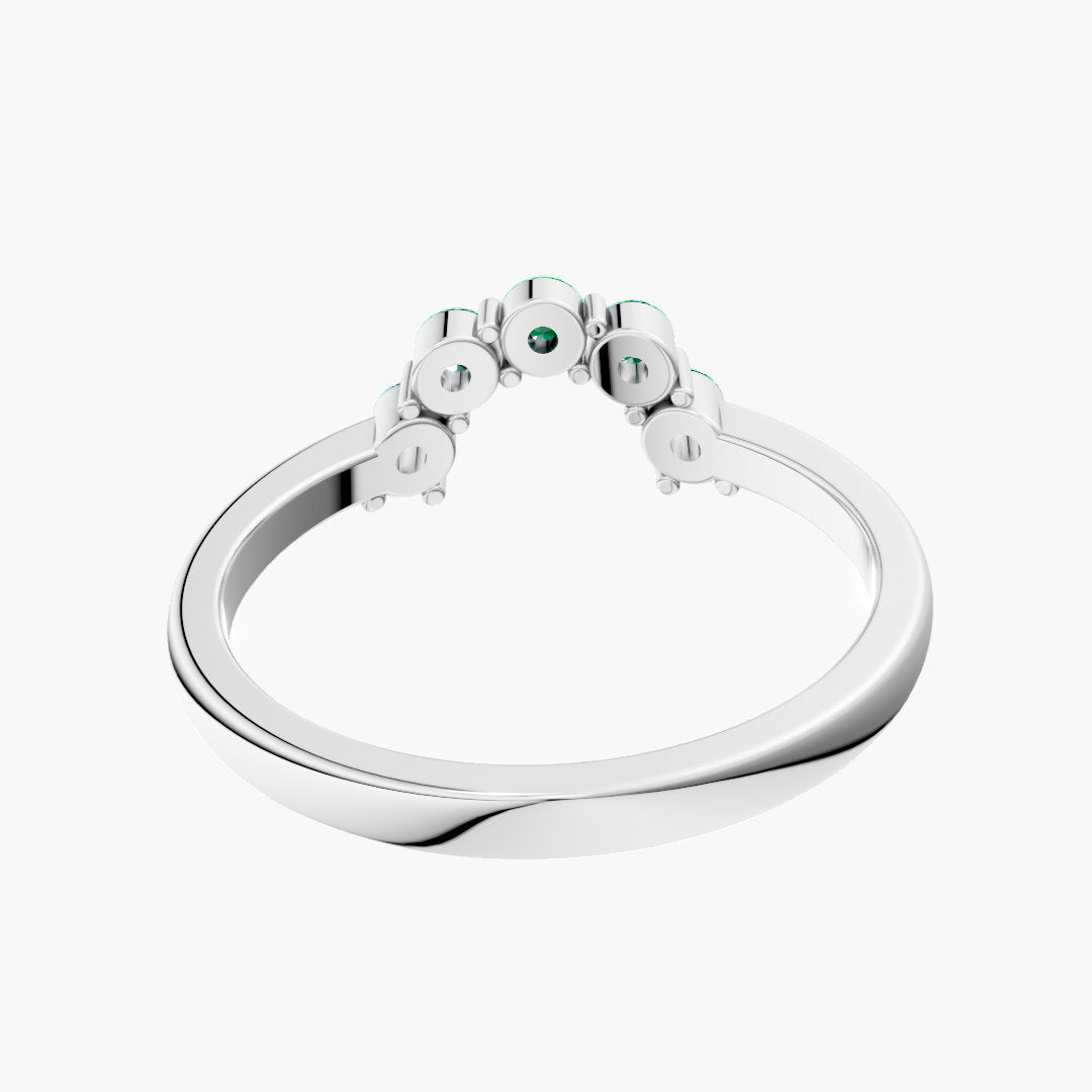 Emerald Curved Harmony 925 Sterling Silver Ring