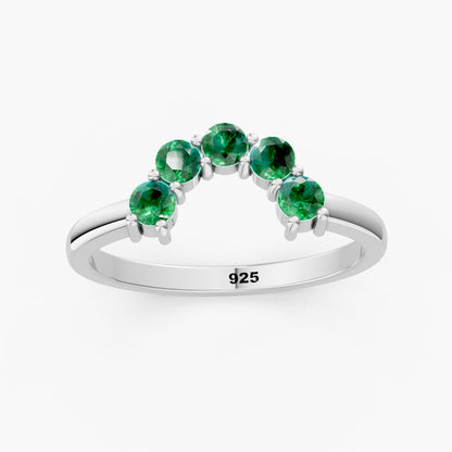 Emerald Curved Harmony 925 Sterling Silver Ring
