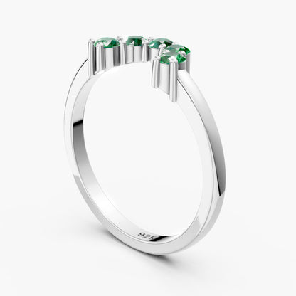 Emerald Curved Harmony 925 Sterling Silver Ring