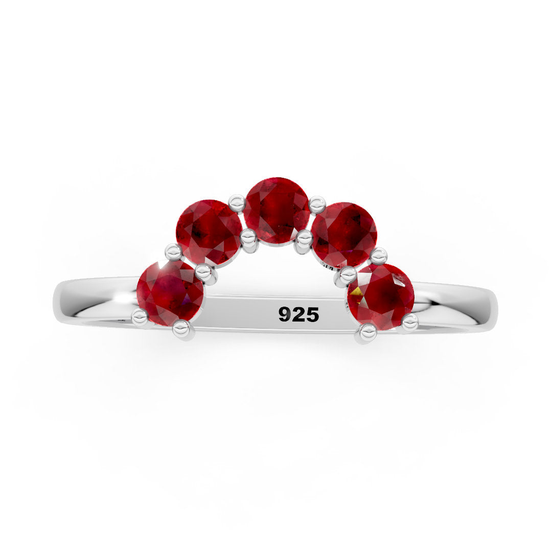 Ruby Arched Radiance 925 Sterling Silver Ring