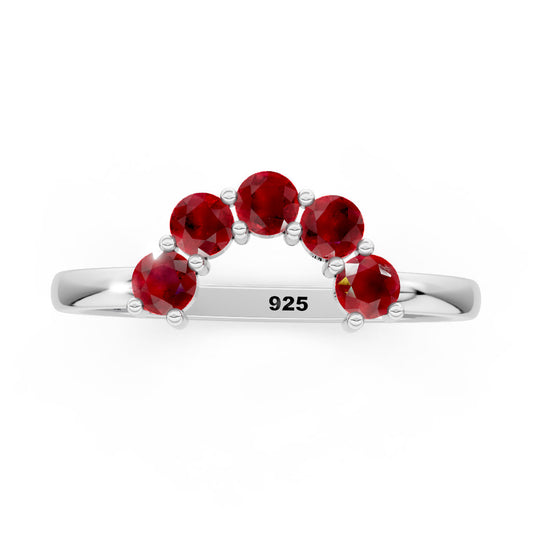 Ruby Arched Radiance 925 Sterling Silver Ring