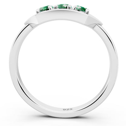 Geometric Emerald Trio 925 Sterling Silver Ring