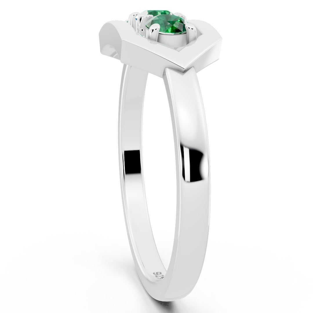Geometric Emerald Trio 925 Sterling Silver Ring