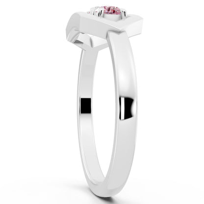Geometric Pink Radiance 925 Sterling Silver Ring