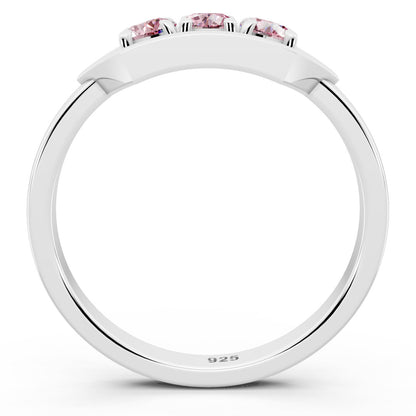 Geometric Pink Radiance 925 Sterling Silver Ring