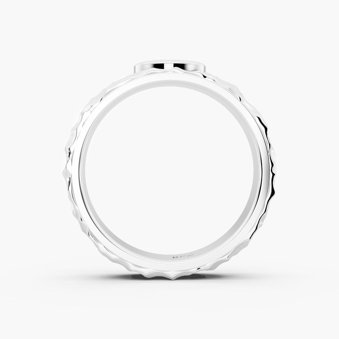 Hammered Crescent Moon 925 Sterling Silver Ring