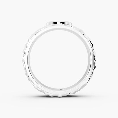 Hammered Crescent Moon 925 Sterling Silver Ring