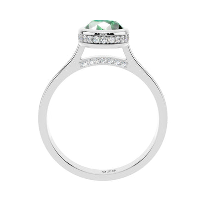 Oval Emerald Solitaire 925 Sterling Silver Ring