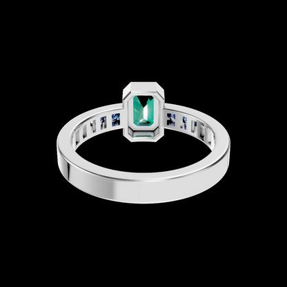 Emerald with Blue topaz Natural Gemstone 925 Sterling Silver Ring