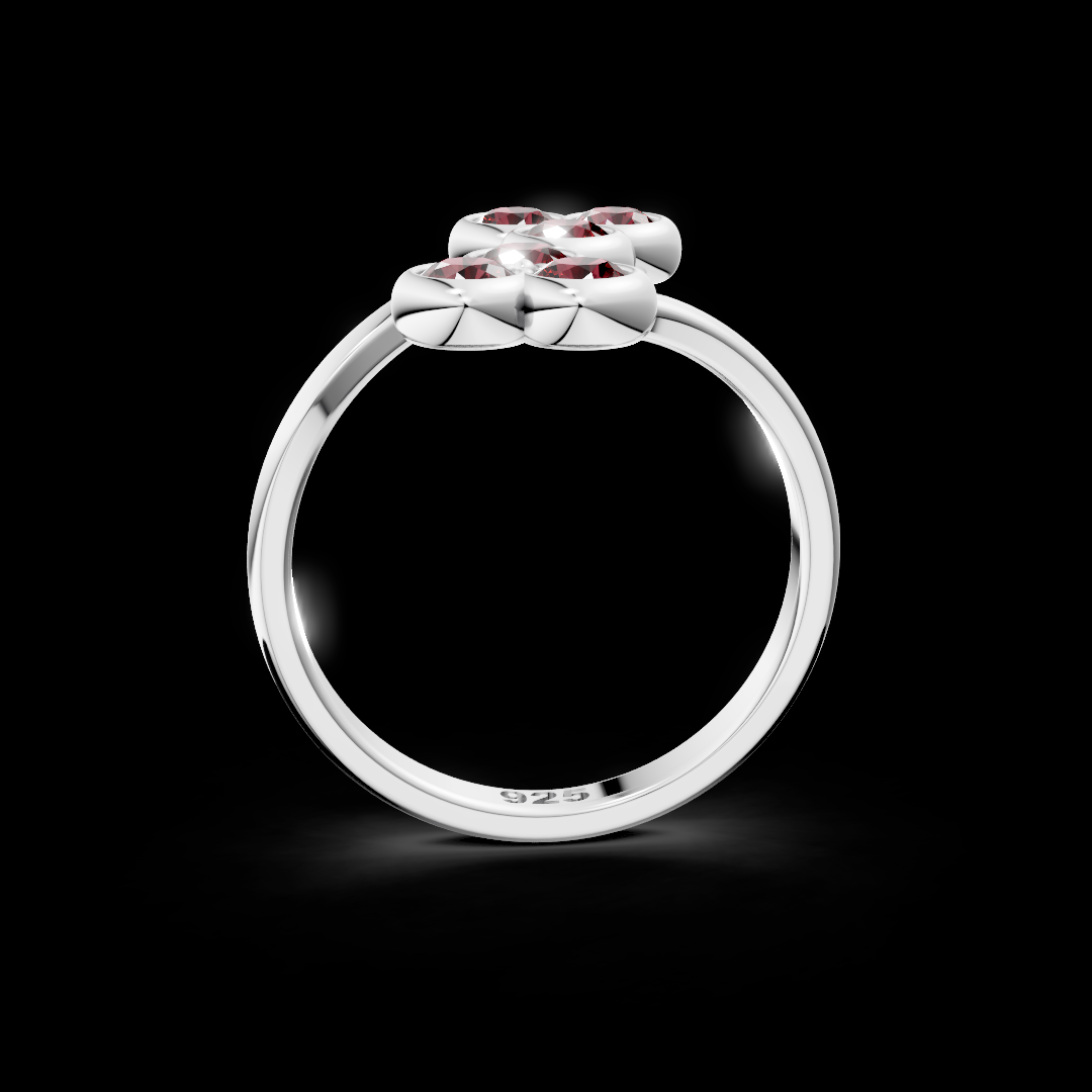 Red Garnet Natural Gemstone With 925 Sterling Silver Ring