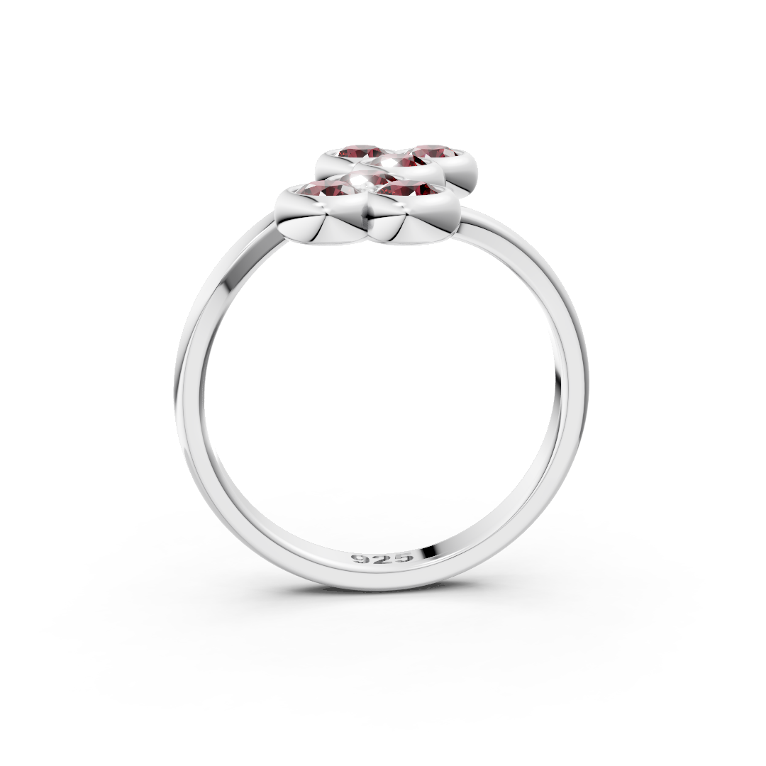 Red Garnet Natural Gemstone With 925 Sterling Silver Ring