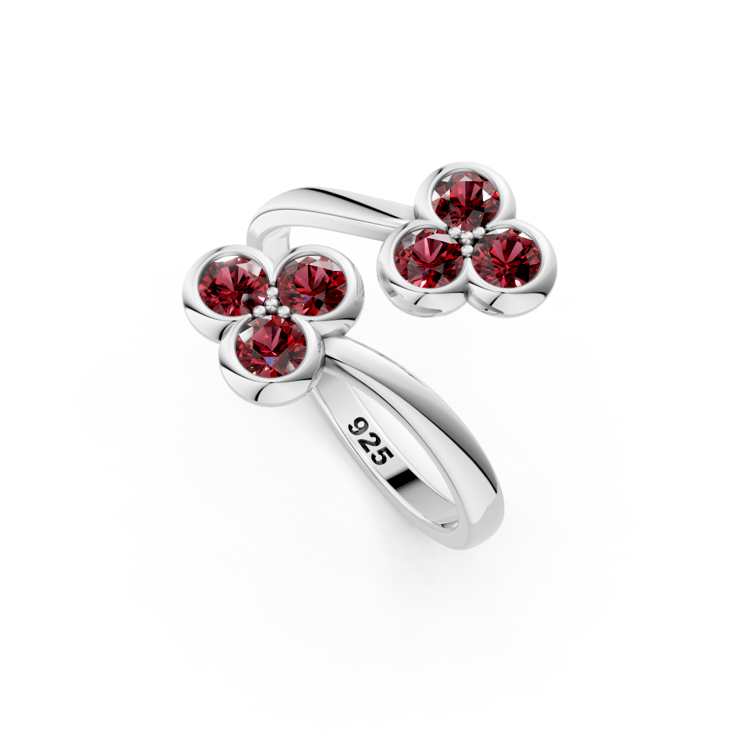 Red Garnet Natural Gemstone With 925 Sterling Silver Ring