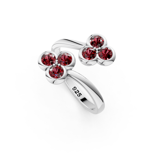 Red Garnet Natural Gemstone With 925 Sterling Silver Ring