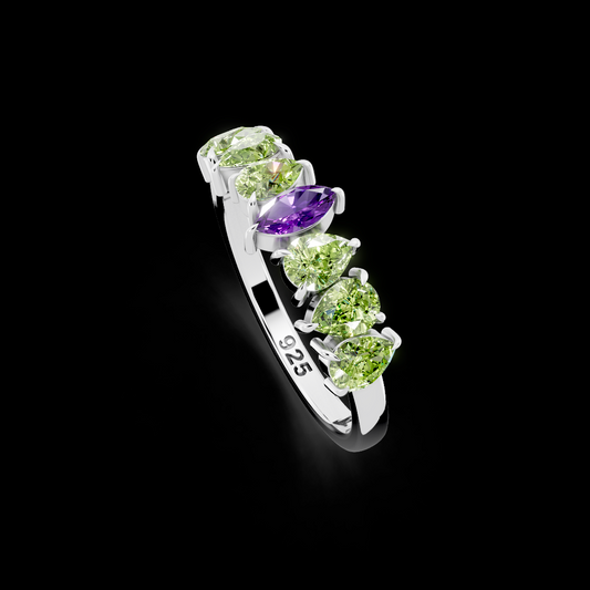 Amythest With Peridot Gemstone 925 Sterling Silver Ring