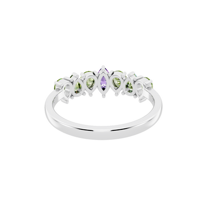 Amythest With Peridot Gemstone 925 Sterling Silver Ring