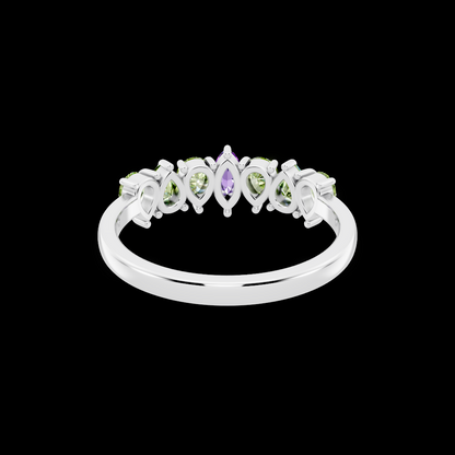 Amythest With Peridot Gemstone 925 Sterling Silver Ring